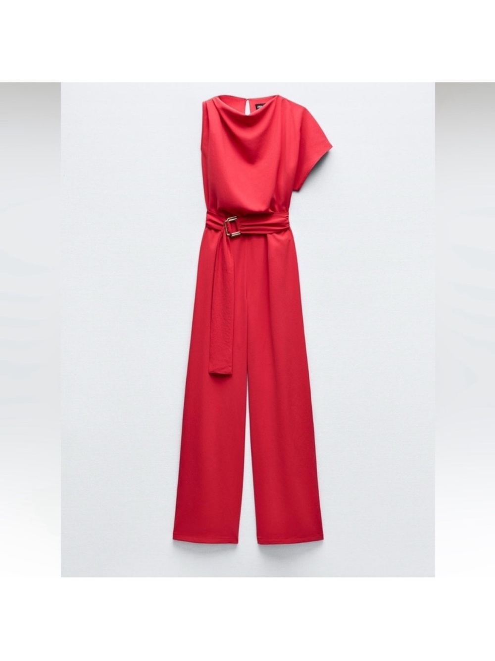 ZARA ASYMMETRIC CREPE BUCKLE JUMPSUIT